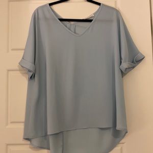 Baby Blue Cuffed Sleeve Blouse